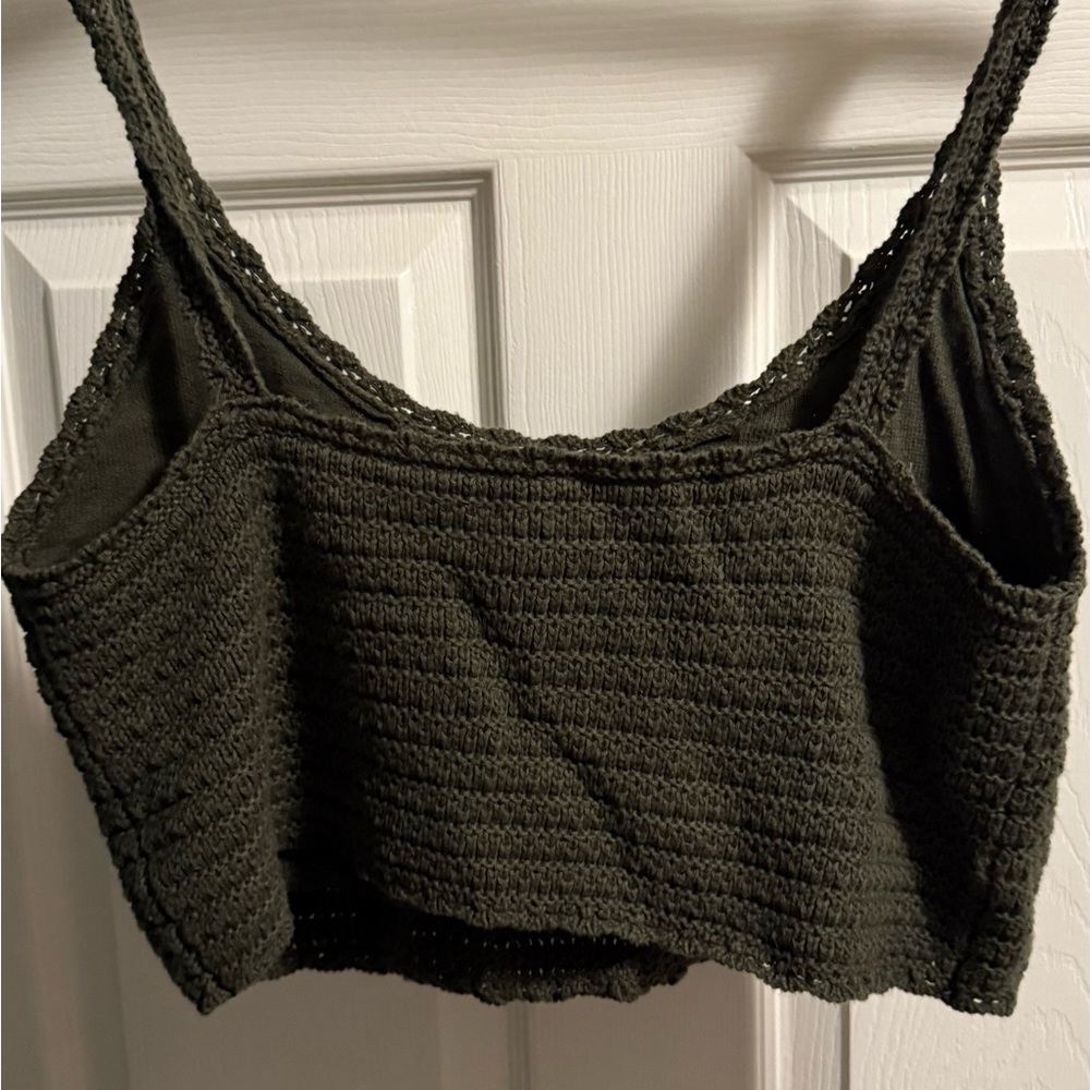 Aerie Black Ribbed Crop Camisole